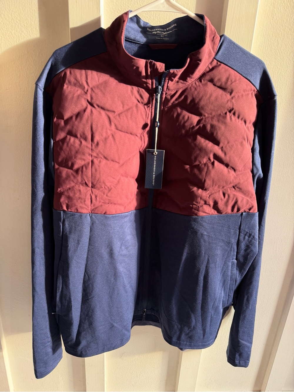 Men's Brodie Performance Quilted Zip Jacket - Navy & Burgundy NWT XL